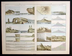1873 Johnston Antique Map & Print affect of The Oceans, Volcanos & Earthquakes - Picture 1 of 2