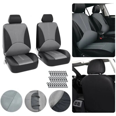 For Car Truck SUV PU Leather Car 2-Seat Cover Front Row Protector Black Gray Foto 1 de 4