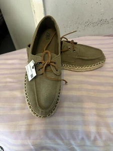 Zapatos con cordones alpargata de gamuza caqui Zara para hombre 49,99 € - Imagen 1 de 8