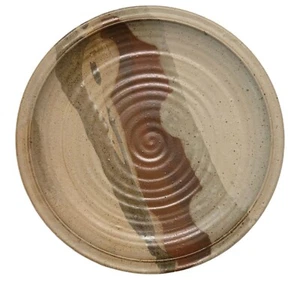 Stoneware Pottery Wall Art Plate Abstract Design Signed Handmade Neutral Tones - Picture 1 of 24