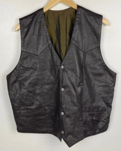 Real Soft Leather Waistcoat Vest Size XL 44" Men`s Gilet Brown - Imagen 1 de 5