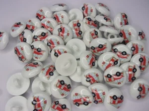 50 x Picture Shank Buttons 15mm Fire Engine Baby Children Sewing Knits Q76 - Picture 1 of 2