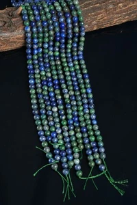 Natural Azurite Malachite Gemstone 10 MM Round Smooth Beads Strand 15.5" - Picture 1 of 7