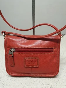 Fossil Small Cherry Red Leather Crossbody - Picture 1 of 8