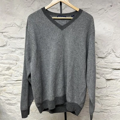 Suéter tejido cuello en V Austin Reed $395 al por menor de cachemir XL gris nuevo con etiquetas preppy Foto 1 de 4