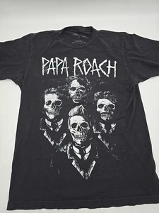 Camiseta gráfica Papa Roach Band mediana negra calaveras doble cara  - Imagen 1 de 11