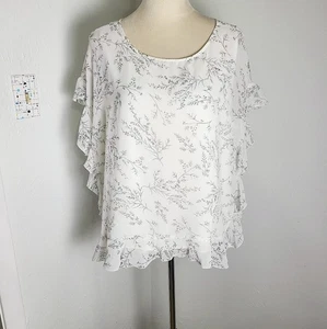 Emma & Olivia weiß & schwarz Bluse mit Rüschen an der Seite & Saum Größe L - Bild 1 von 11