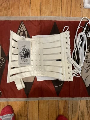 Heavy Red Corset Alice In Wonderland Gothic White, Boning L Large NWT Seconds - Image 1 of 4