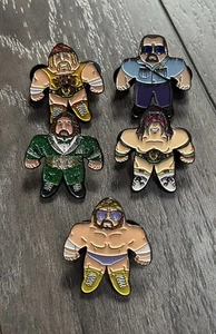 Lot Of 5 Wrestling Buddy Pins. WWE WWF Enamel Pins With Backs. Hogan Savage RARE - Picture 1 of 5