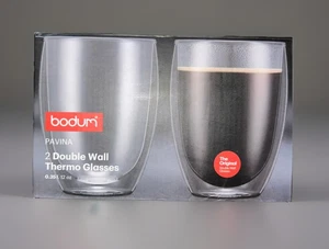 Bodum Pavina Glass, Double-Wall Thermo Glasses, 2.5 oz Set of 2 NEW Open Box - Picture 1 of 4