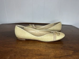 Salvatore Ferragamo Größe 9,5 Raffia Ballerinas Schleife flache Schuhe Italien - Bild 1 von 13