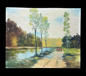 Vintage Elyse signiert Landschaft Ölgemälde auf Karton Kunst 8X10 - Bild 1 von 3