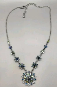 Collana con ciondolo strass fiori vintage regolabile - Foto 1 di 8