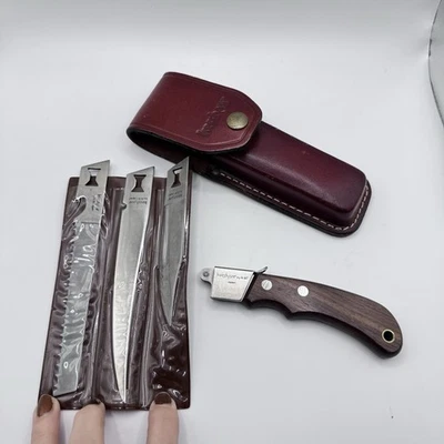 Juego de cuchillos intercambiables de 3 hojas vintage Kershaw Kai Japón mango de madera Foto 1 de 4