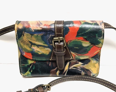 Cartera Bandolera Patricia Nash Italiana Cuero Tostado Floral Foto 1 de 4