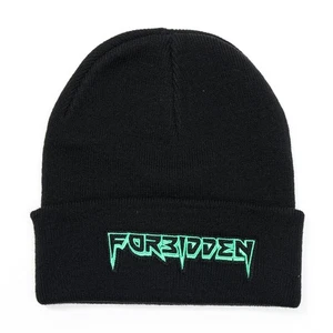 Forbidden Official Logo Beanie Hat Unisex Black One Size Cuffed Metal Band - Picture 1 of 7