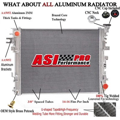 2 Row Radiator FIT 2009-10 Dodge Ram 1500 2500 2011-18 Ram 1500 2500 3500 4.7L, - Image 1 of 4