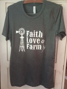 Faith Love & Farm T-Shirt Damen Small dunkelgrau meliert *kleiner Fehler siehe letztes Bild - Bild 1 von 5