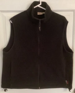 Woolrich Mens Fleece Vest Jacket Black Sleeveless Full Zip Outdoor Wear Size L - Picture 1 of 5