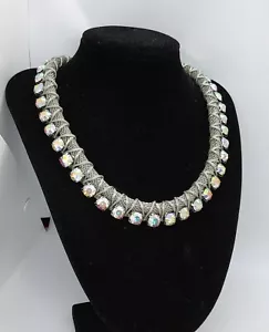 Freedom At Topshop Silver Tone Aurora Borealis Sparkly Collar Necklace - Picture 1 of 7