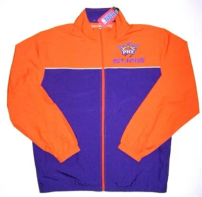 Chaqueta cortavientos ligera NBA Phoenix Suns púrpura naranja media cancha cremallera completa Foto 1 de 2