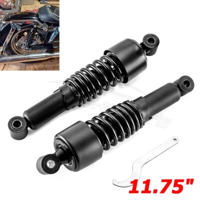 Amortiguadores traseros negros de 11,75" para Harley 1998-2019 Davidson Road King Classic FLHRC Foto 1 de 4