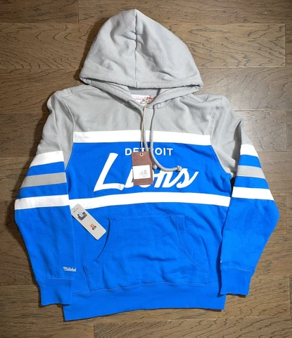 detroit lions mitchell and ness Coach Hoodie NWT NFL Football Mens Size Medium M Cover