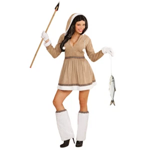 Eskimo-Kleid für Damen Beige-Weiß XL 46-48 Inuitkostüm Damenkostüm Minikleid - Bild 1 von 3