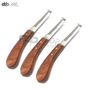 3 Hoof Knife Right Handed 8.5" Double Edge Stainless Steel Blade Wooden Handle - Picture 1 of 3