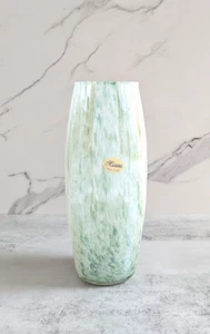 Murano Lavorazione Speckled Seafoam Green Hand Blown Vase Made in Italy - Picture 1 of 10