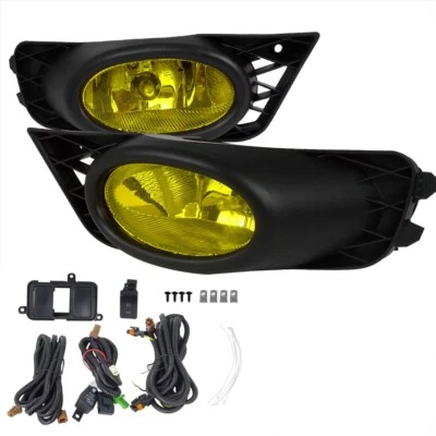 For 2009-2011 Honda Civic FB 4 door Yellow Fog Light Kit EX DX LX SI Mugen  - Image 1 of 3