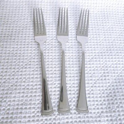 3 Lenox Portola Dinner Forks 18/10 Glossy Stainless Flatware 8 1/4" Lot of 3 - Image 1 of 2