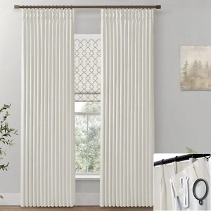 SHINELAND 105 Inch Curtains Long,Blackout Pinch Pleated Adjustable Hooks Desi... - Picture 1 of 8