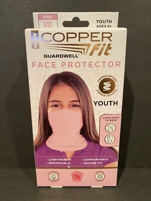 COPPER FIT Guardwell Face Protector Pink Youth Size Copper Infused Brand New! - Image 1 of 4