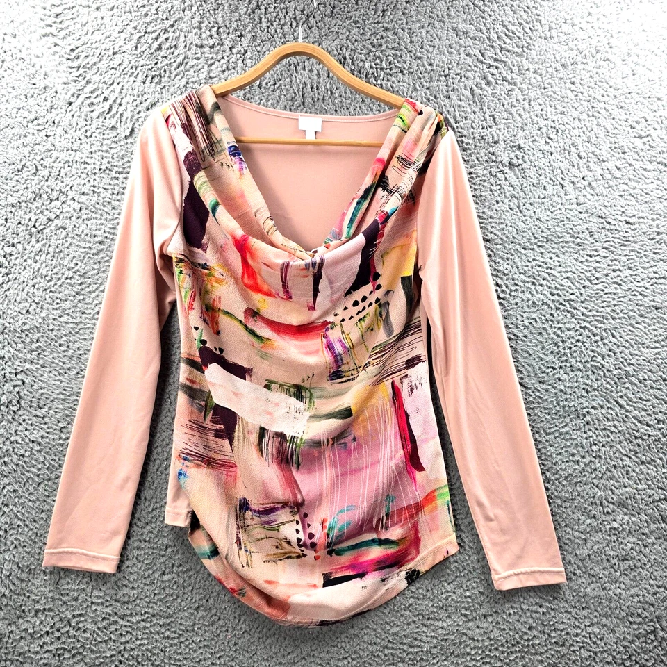 Alba Moda Womens Blouse Top Size EUR 38 Pink Crepe Front Stretch Knit Back - Bild 1 von 4