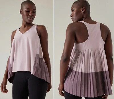 Camiseta sin mangas relajada plisada Athleta Swing Forward MEDIANA rosa malva ahumada nueva con etiquetas Foto 1 de 4
