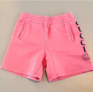 Gucci Pink Girls Jersey Shorts With Green Logo Size 6Y - Picture 1 of 4