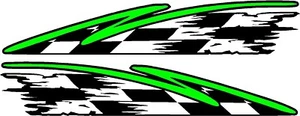 checkered flag & stripe racing vinyl graphics 2 decal sticker set 9"x48" green - Bild 1 von 1