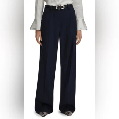 NUEVO Pantalones Reiss Harley Mezcla Lana Pierna Ancha Azul Marino 2 Foto 1 de 4