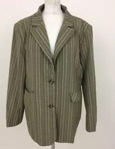 Motel Women's Blazer Size L Green Mix Collared Pockets Check Pattern Used  F1 - Picture 1 of 6