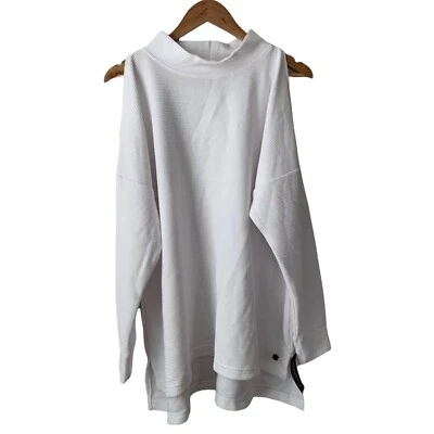 Suéter de salón acanalado blanco talla grande Ideology para mujer con abertura en los hombros 1X Foto 1 de 4