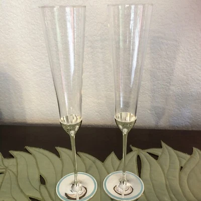 Lenox Kate Spade银色婚礼烤面包香槟杯 — 第 1/4 张图片