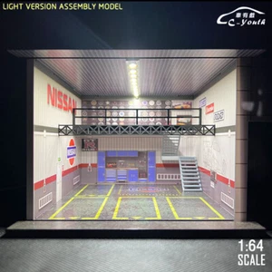 1/64 Diorama Car Double-Deck Garage Model LED Lighting Parking Lot Scene Model - Picture 1 of 35