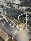 Vintage Midcentury 50s White Wire Coffee Table Magazine Rack Black Formica Top
