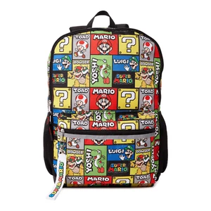 Backpack Nintendo Super Mario Bros Kids Unisex 17" Laptop Sleeve Padded Shoulder - Picture 1 of 7
