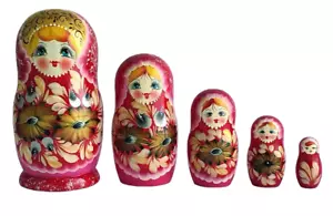 Muñecas Rusos Postes De Matrioshka Pintado en La Manual - Margarita / 5 Piezas - Imagen 1 de 2