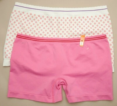 NWT HEMA 2 PACK GIRL'S SEAMLESS SPORTS BOYSHORT SZ 12-14 WHITE PINK + 1 BONUS - Image 1 of 2