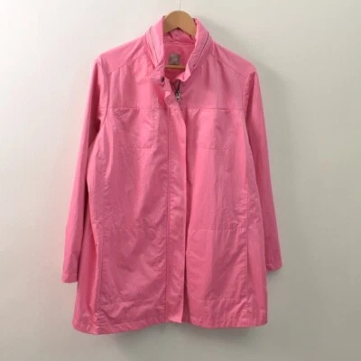 J Jill Parka Jacket Womens XL Full Zip Pink Pockets Rain Wind Resist Hood - Image 1 of 4