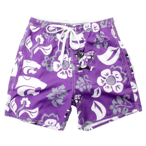 Men's Kansas State University Swim Trunks Floral Swim Shorts Cover