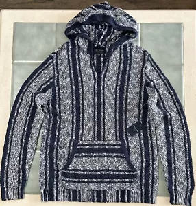 Lucky Brand Baja Stripe Knitted Hoodie Pullover True Indigo Blue Size M NWT $119 - Picture 1 of 6